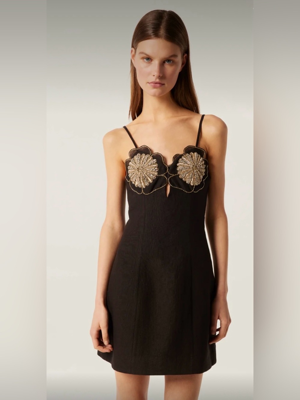 Tressé Paris Embroidered Black Dress